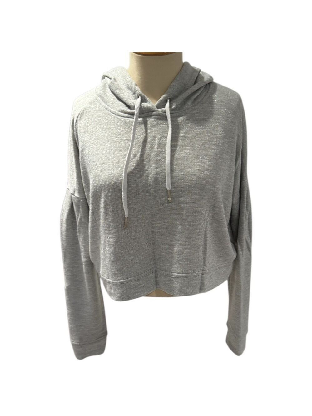 ALALA grey sparkle boxy cropped hoodie sweatshirt - size small